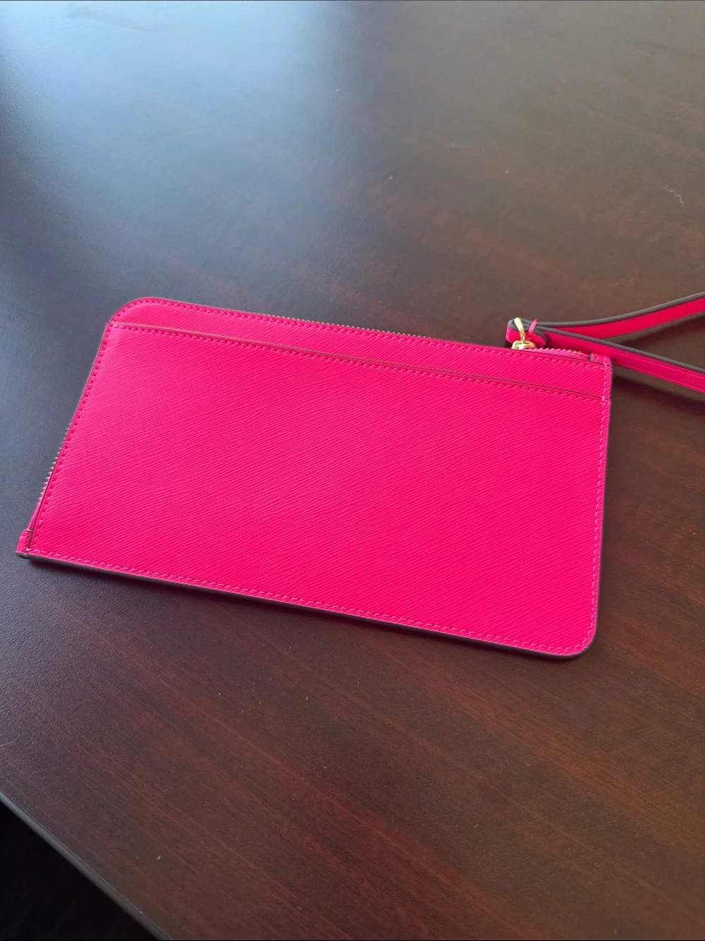 kate spade Bright Pink Zip Wristlet with Gold Logo
